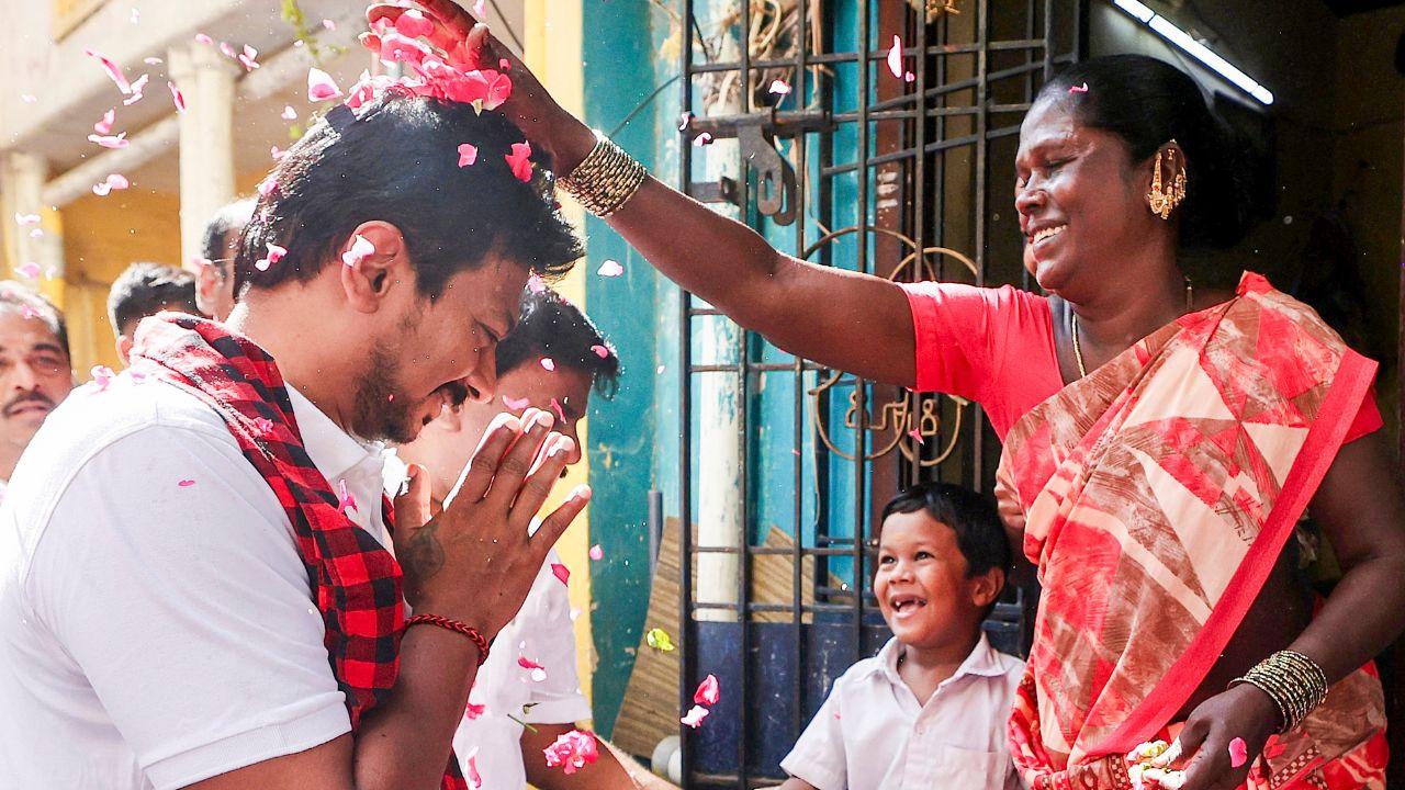 Udhayanidhi Stalin, son of the Chief Minister MK Stalin, held a roadshow while heading to the office of the Returning Officer to file his nomination