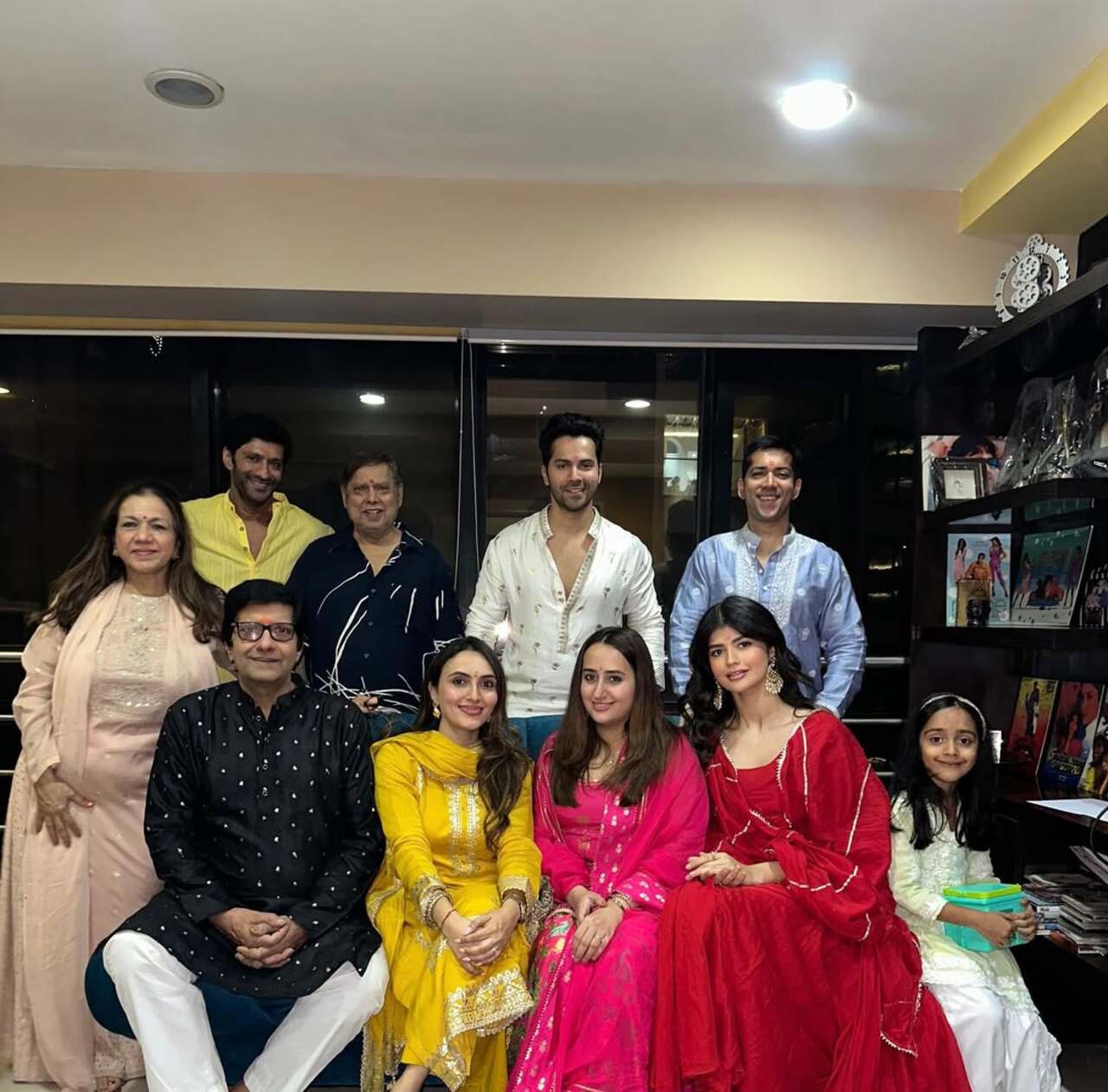 Varun Dhawan is seen posing with his entire family in a festive Diwali picture, all dressed in traditional attire. The warm frame captures smiles, togetherness and festive joy.