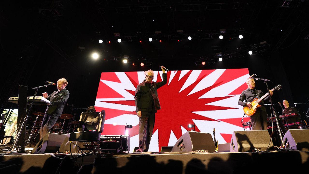 Members of American band Devo perform on stage, bringing their iconic sound to the 2026 edition of the festival