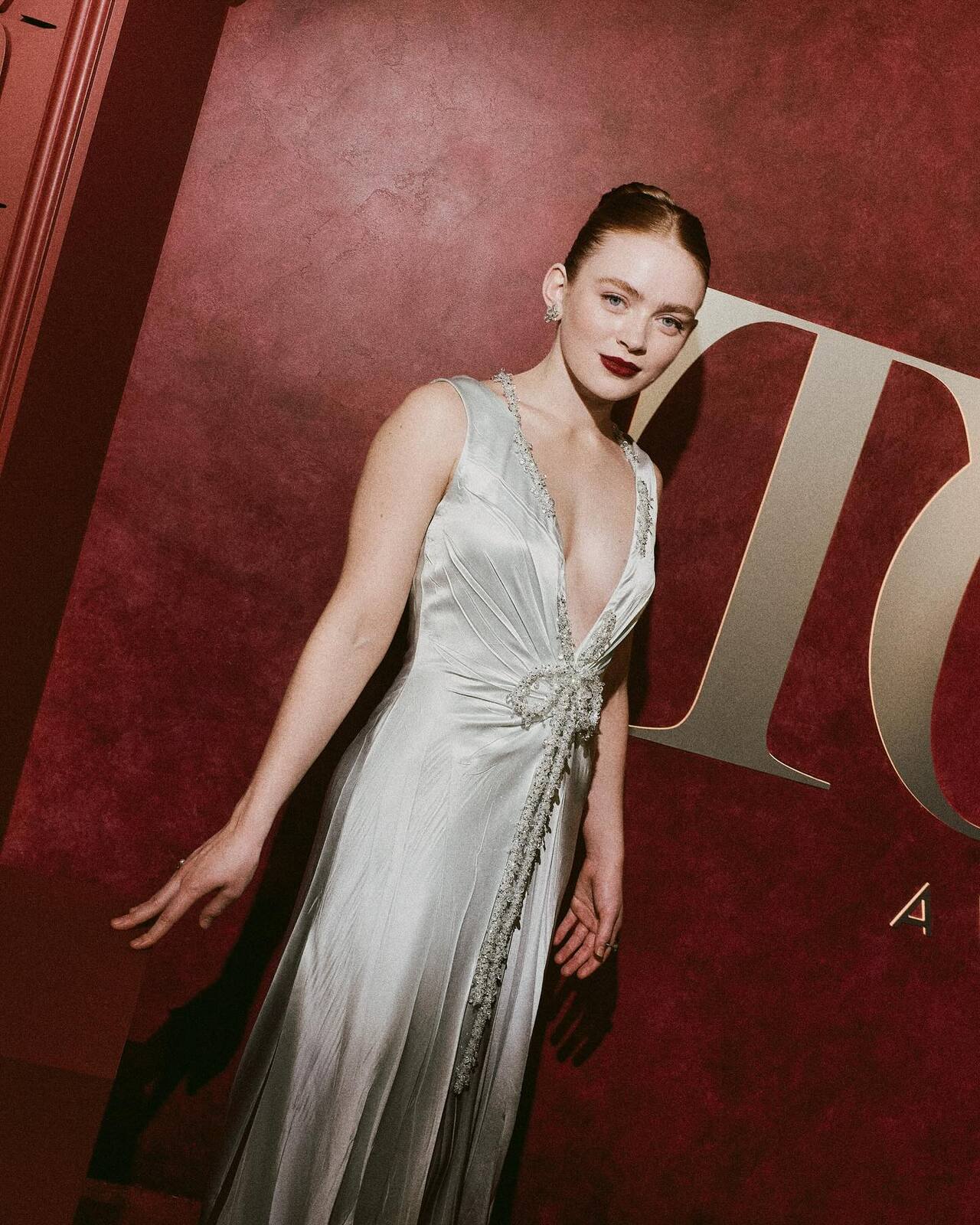 Sadie Sink embodies Old Hollywood glamour in this custom aquamarine Prada gown at the 78th Annual Tony Awards.&nbsp;