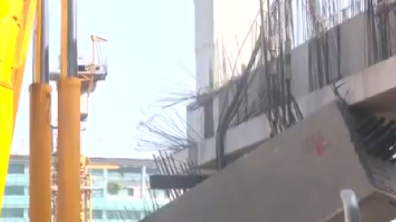 The incident took place when a large concrete beam was being lifted and positioned onto a pillar using a crane at the metro construction site in BKC. Midway through the operation, the crane that was positioning the pillar experienced a technical failure, causing the beam to fall on the ground