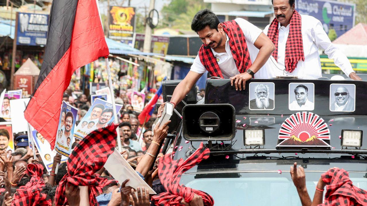 Campaigning at Thilagar Thidal in Pudukkottai for DMK candidate Muthuraja, he alleged that the Bharatiya Janata Party (BJP) is trying to enter Tamil Nadu by using the All India Anna Dravida Munnetra Kazhagam (AIADMK) as a "mask," and questioned whether the people of the state would allow it