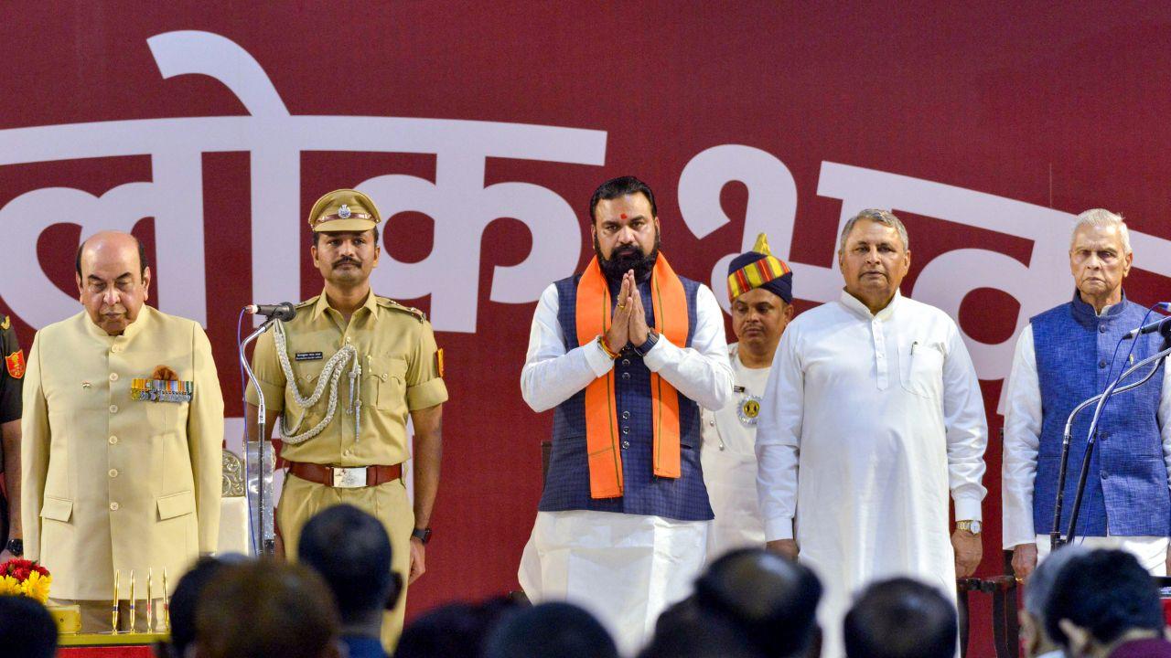 Top leaders of the ruling NDA in Bihar, which comprises the BJP, JD(U) and three other parties, attended the ceremony.