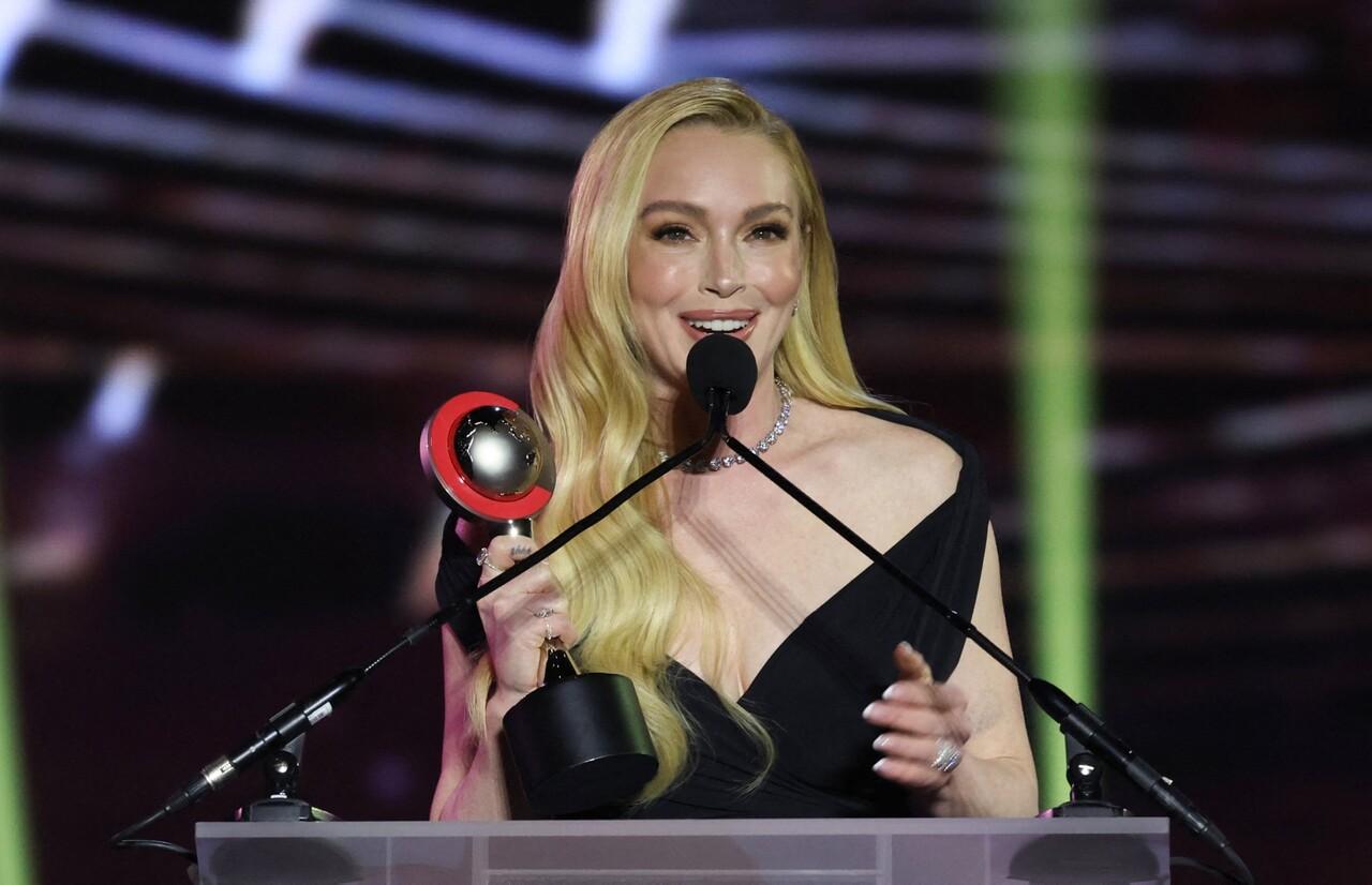 Actress Lindsay Lohan was awarded the CinemaCon Vanguard Award during the CinemaCon 2025 Big Screen Achievement Awards.