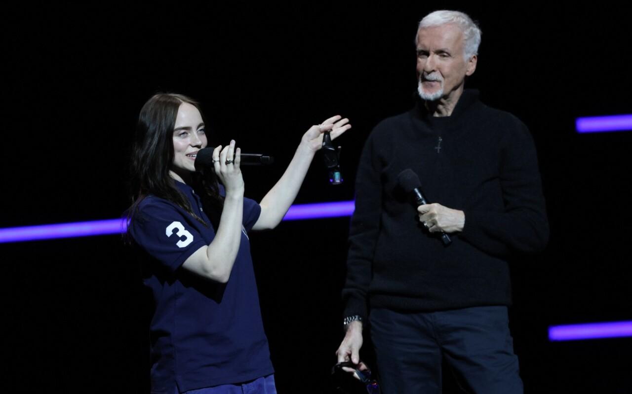 James Cameron joined Billie Eilish to promote her Billie Eilish &ndash; Hit Me Hard and Soft: The Tour during the Paramount Pictures presentation.