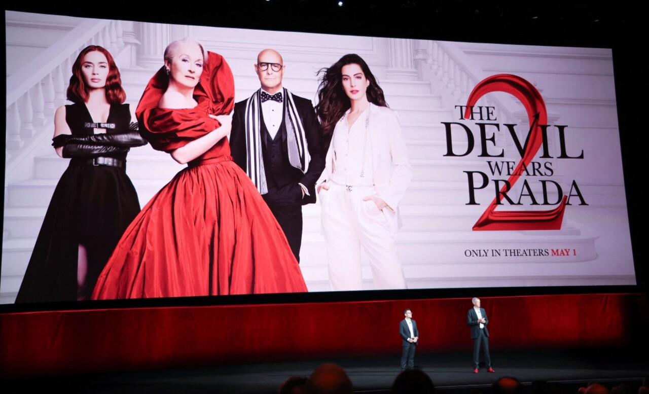 Anne Hathaway introduced the first footage of The Devil Wears Prada 2 via video, reintroducing Meryl Streep as Miranda Priestly alongside new cast member Simone Ashley.