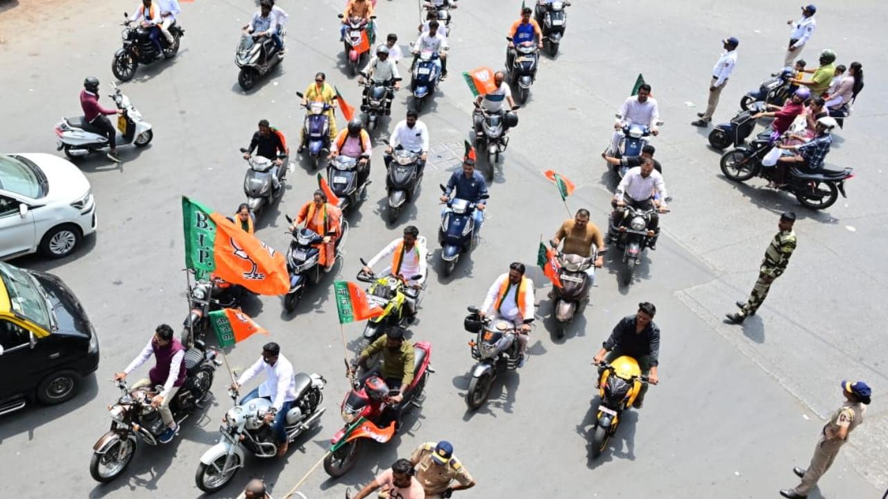 IN PHOTOS: BJP marks foundation day with bike rally and flag hoisting in Mumbai