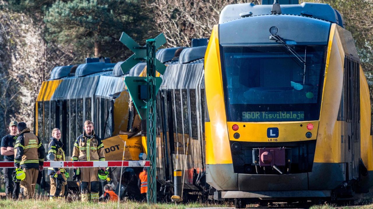 Investigators are looking into what caused the collision. Photos from the scene show the front ends of the trains smashed, though both remained upright on the tracks.