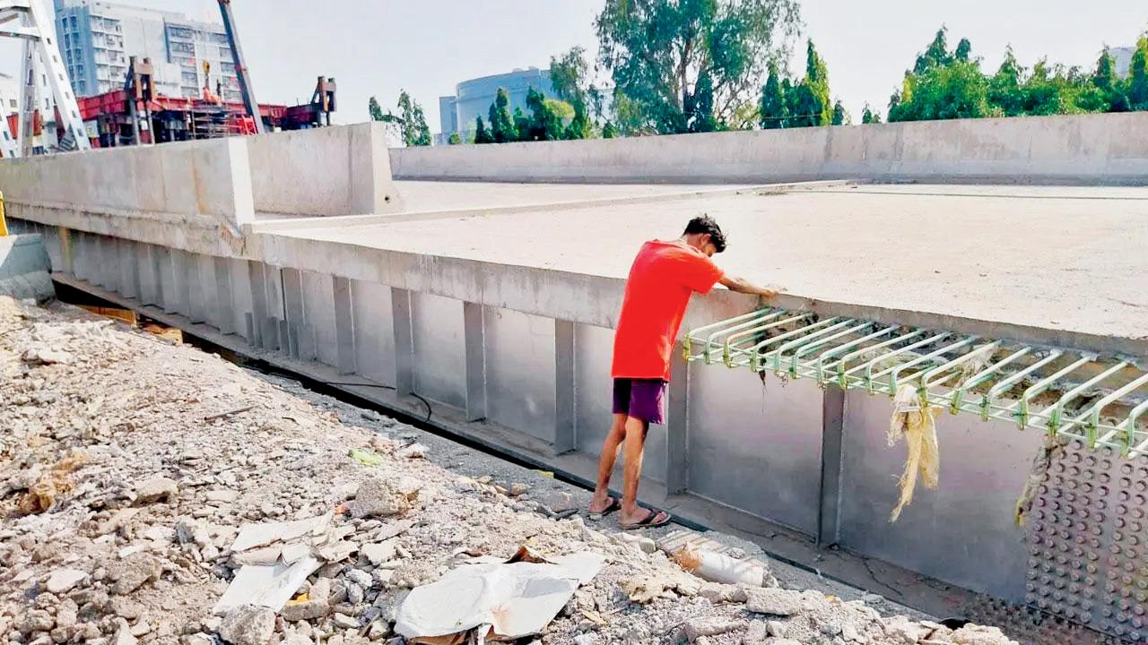 The misalignment after construction of Gokhale bridge. FILE PIC