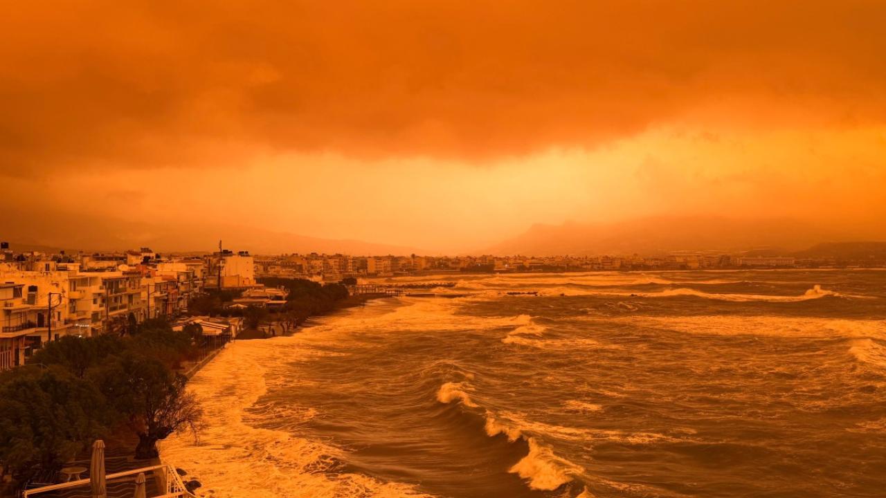 On Wednesday, several flights to Crete had to be rerouted as an African dust storm blanketed the island. The storm front is expected to ease Friday.