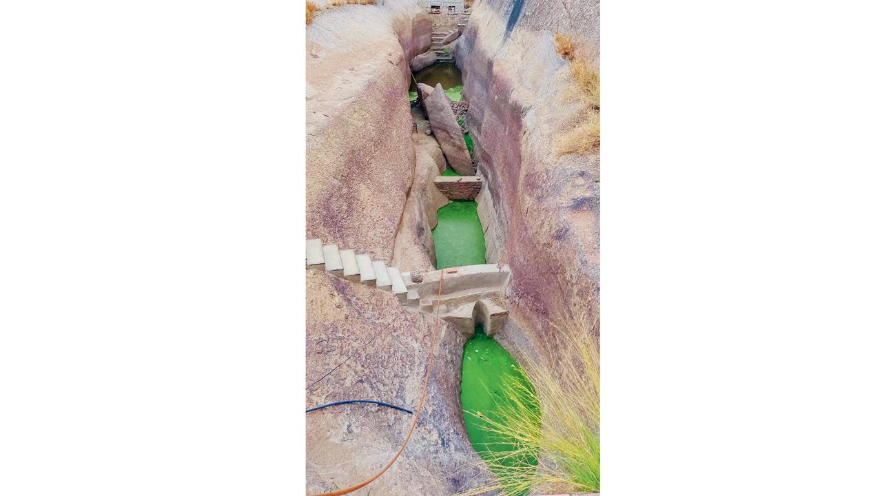 A stepwell reservoir on Elephant Hill