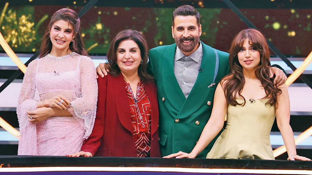 (L-R) Jacqueline Fernandez, Farah Khan, Akshay Kumar, and Bhumi Pednekkar. Pic/By Special Arrangement