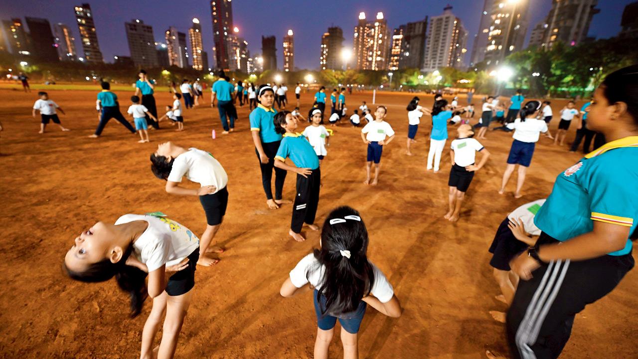 Budding athletes at the Vyayam Mandir in Dadar take their first steps into gymnastics under expert guidance at the Shivaji Park venue