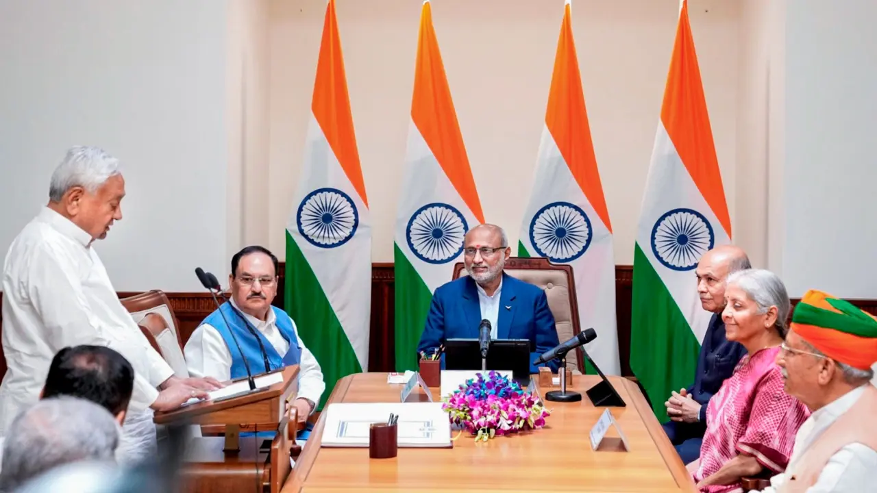 JDU leader and party's working president Sanjay Kumar Jha, Congress chief whip in Rajya Sabha Jairam Ramesh, besides BJP MP and former union minister Rajiv Pratap Rudy and BJP chief whip in Lok Sabha Sanjay Jaiswal, were among those present during the oath-taking.