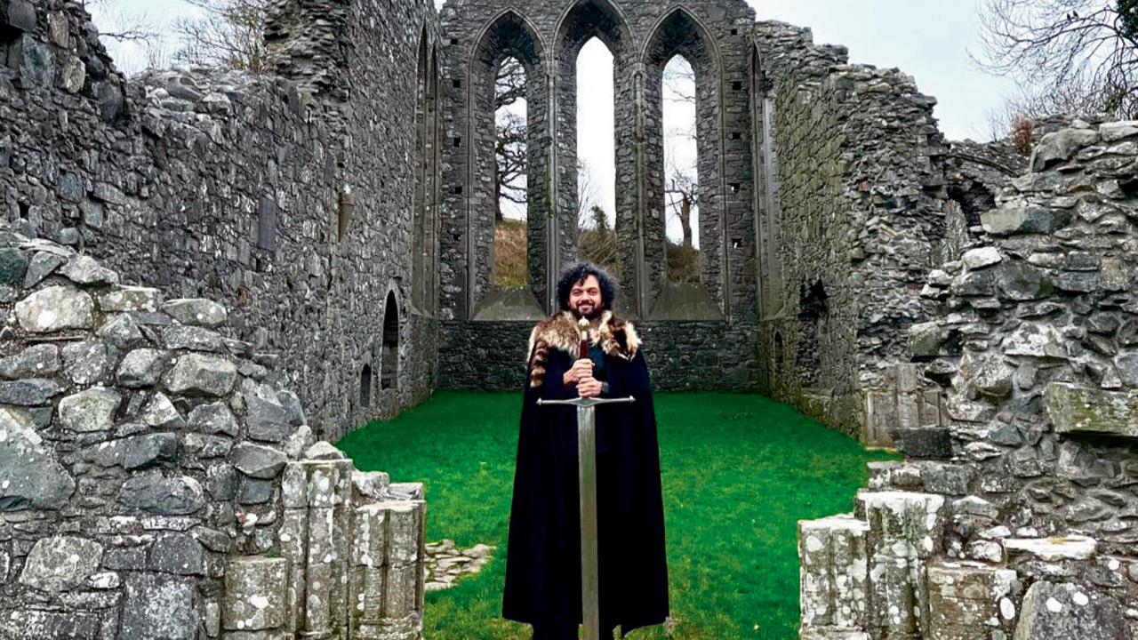 Rahul Jadhav at the spot where Robb Stark was made the King in the North