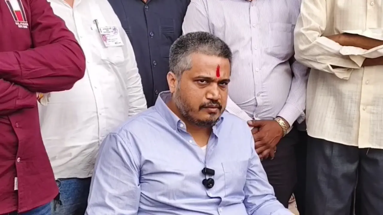 NCP (SP) legislator Rohit Pawar addresses the media after casting his vote in the Baramati bypoll on Thursday. Pic/X