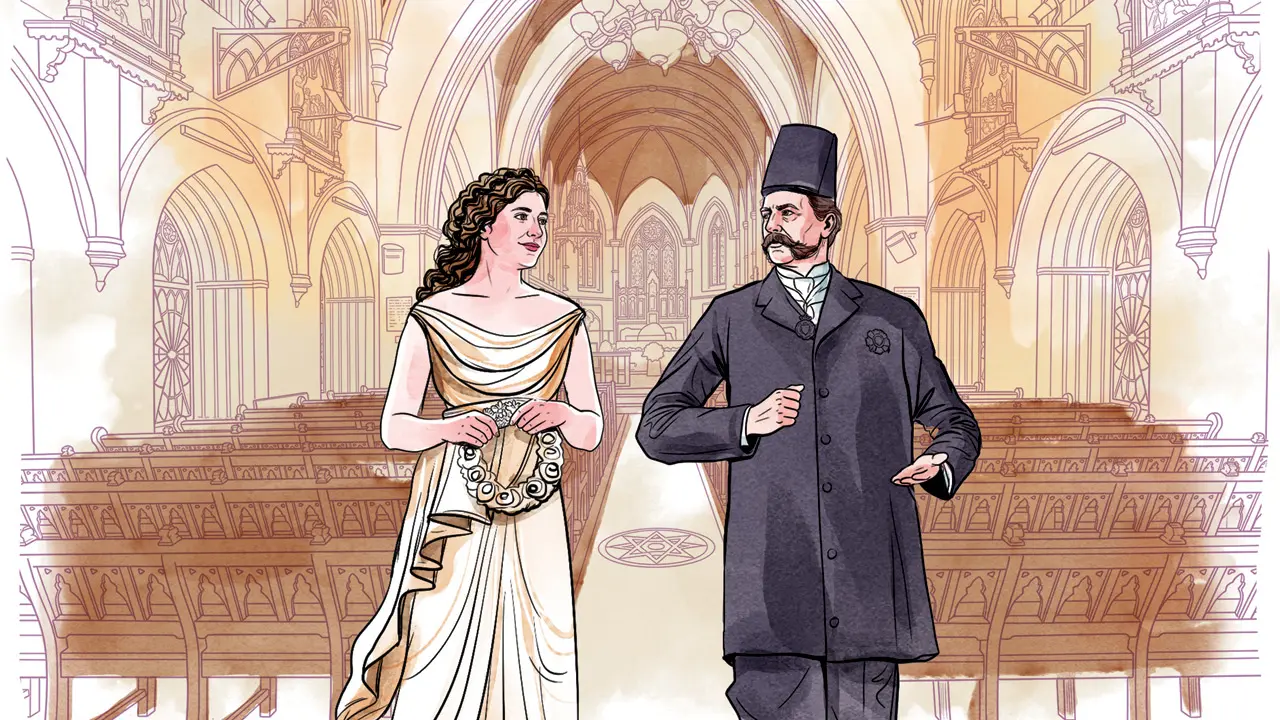 Lady Flora and Sir Pheroze discuss a feature story on the Seven Wonders of Mumbai, which appeared in mid-day’s April 18 edition, at St Thomas Cathedral, one of their favourite heritage venues, in Fort. Illustration/Uday Mohite