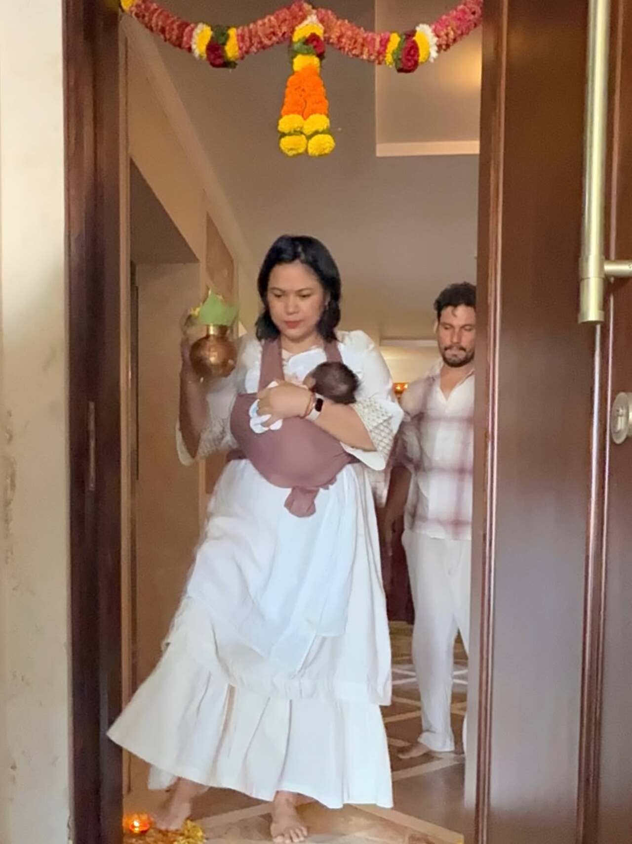 Lin also shared a picture of the day they brought their bundle of joy home for the first time