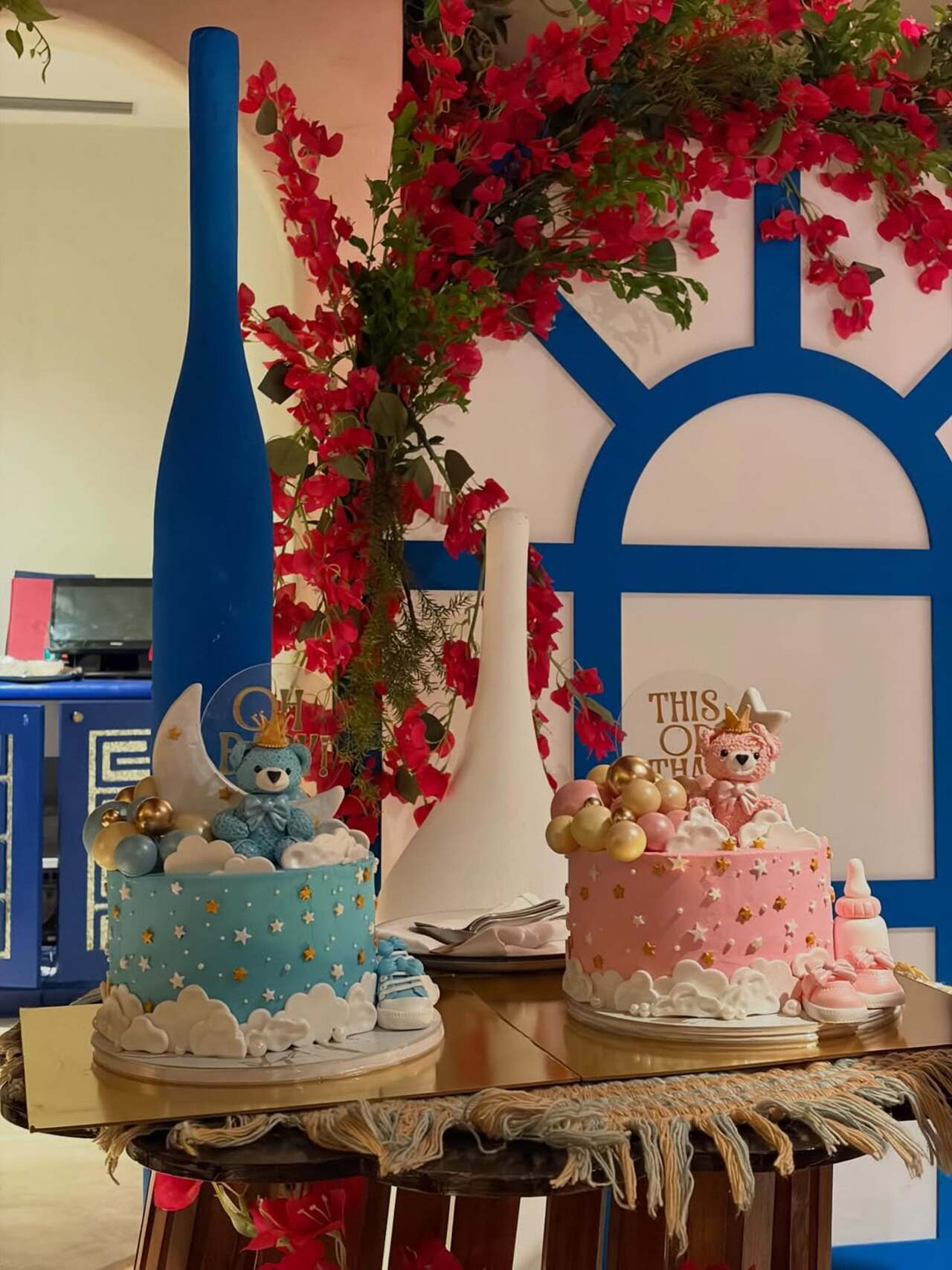 Divyanka Tripathi and Vivek Dahiya added a sweet touch to their baby shower celebration by cutting two cakes in pink and blue, symbolising joy and anticipation.