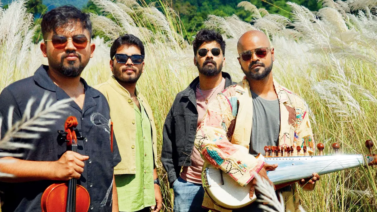 Soumik Datta (right) with the band for the Travellers tour