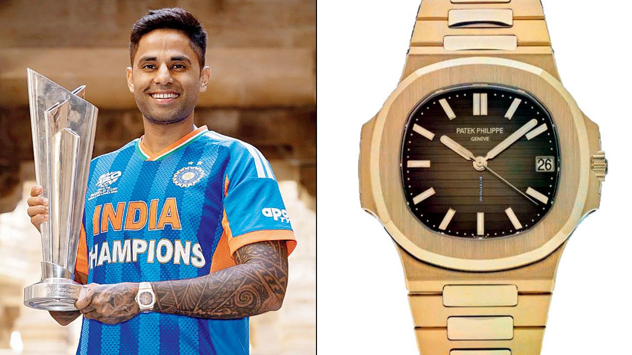 Suryakumar Yadav and his Patek Philippe Nautilus Brown Gold watch. Pic/Yadav’s Instagram