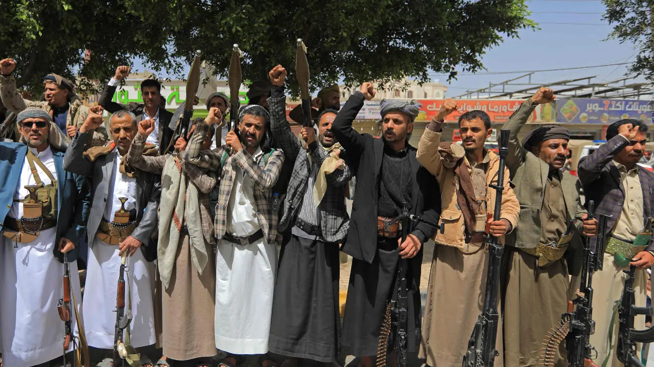 Yemeni men raise their weapons during a protest in Sanaa on Thursday to protest against the Israeli parliament's approval of a new death penalty bill for Palestinians convicted of deadly attacks in the West Bank. PIC/AFP