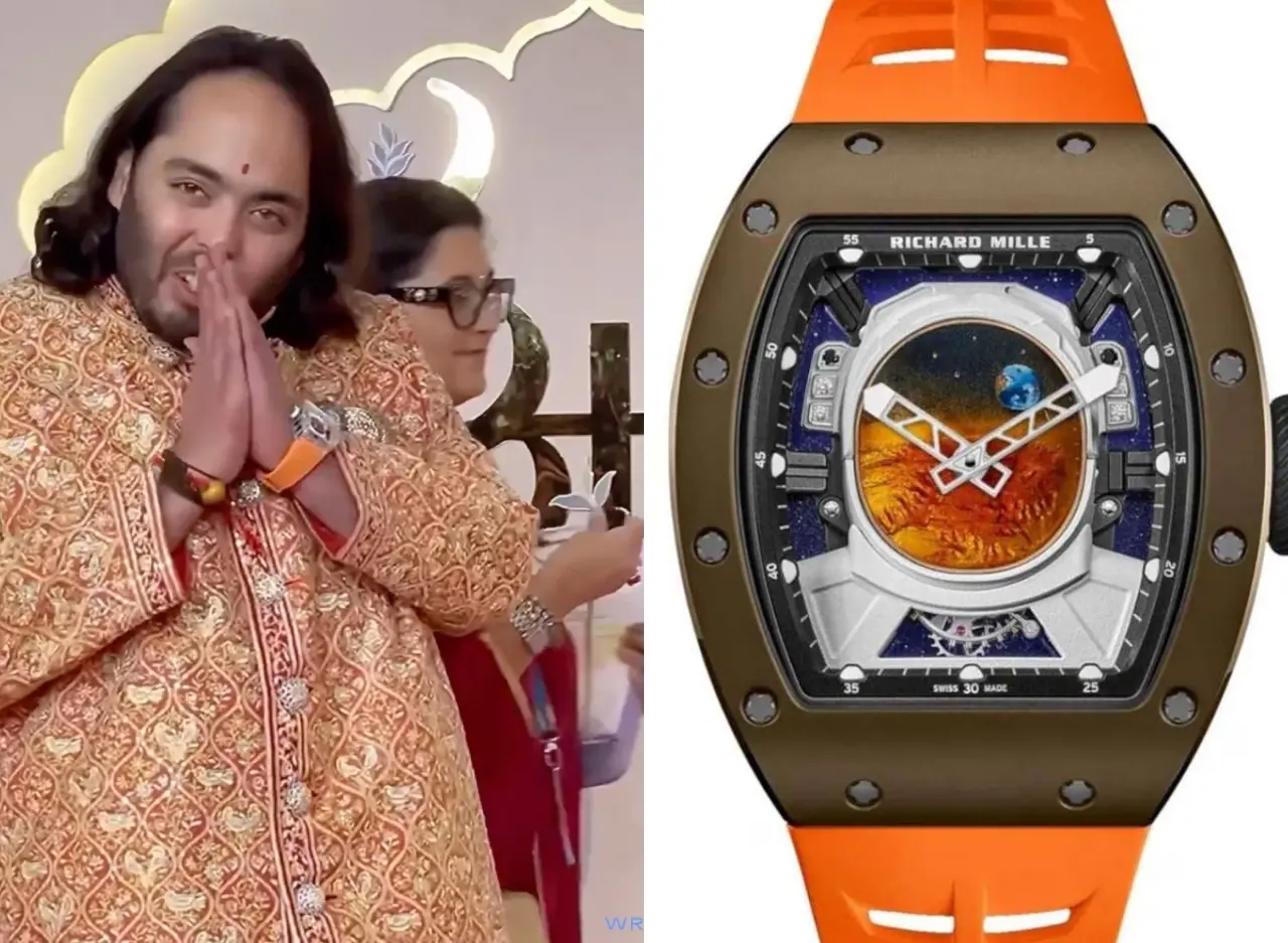 Richard Mille RM 52-05 Tourbillon Pharrell Williams
Worn by Anant on his wedding day in Jamnagar, this is arguably the most visually striking watch in the collection. As reported by Bollywood Shaadis, the Richard Mille RM 52-05 Tourbillon Pharrell Williams features a dial illustrating how the Earth looks from Mars. Only 30 pieces were ever made worldwide of this watch costing Rs 12.5&ndash;25 crore.