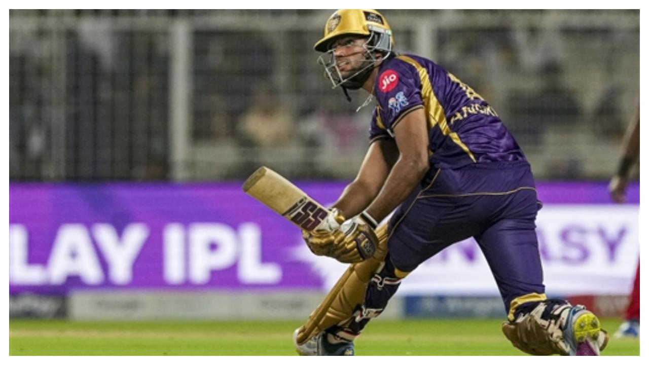 <p>Raghuvanshi was the top scorer for KKR, scoring 45 runs in 33 balls. He was well supported by Ajinkya Rahane, who scored 41 runs in 24 balls. (Pic: PTI)</p>