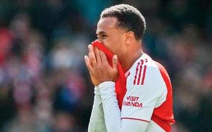 A dejected Gabriel Magalhaes after Arsenal’s defeat to Bournemouth. Pic/AFP