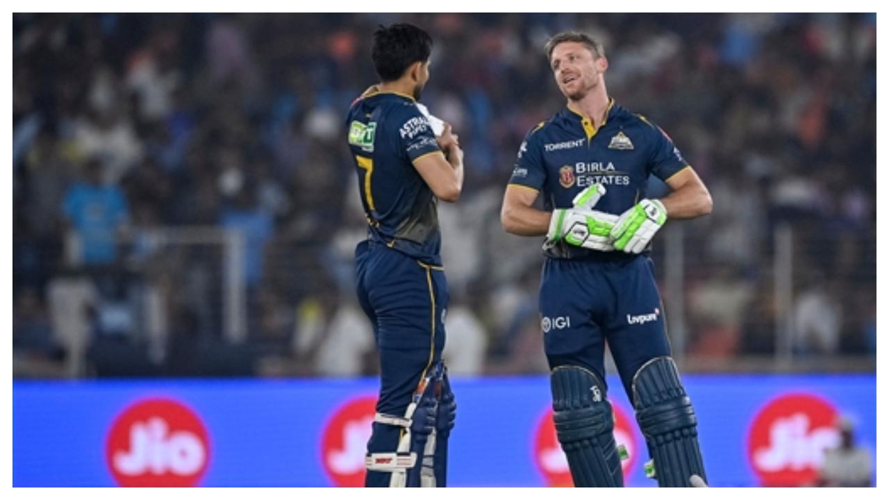Sai Sudarshan, Jos Buttler and Washington Sundar chipped in with crucial runs too to take GT into the top four of the IPL table. (Pic: AFP)