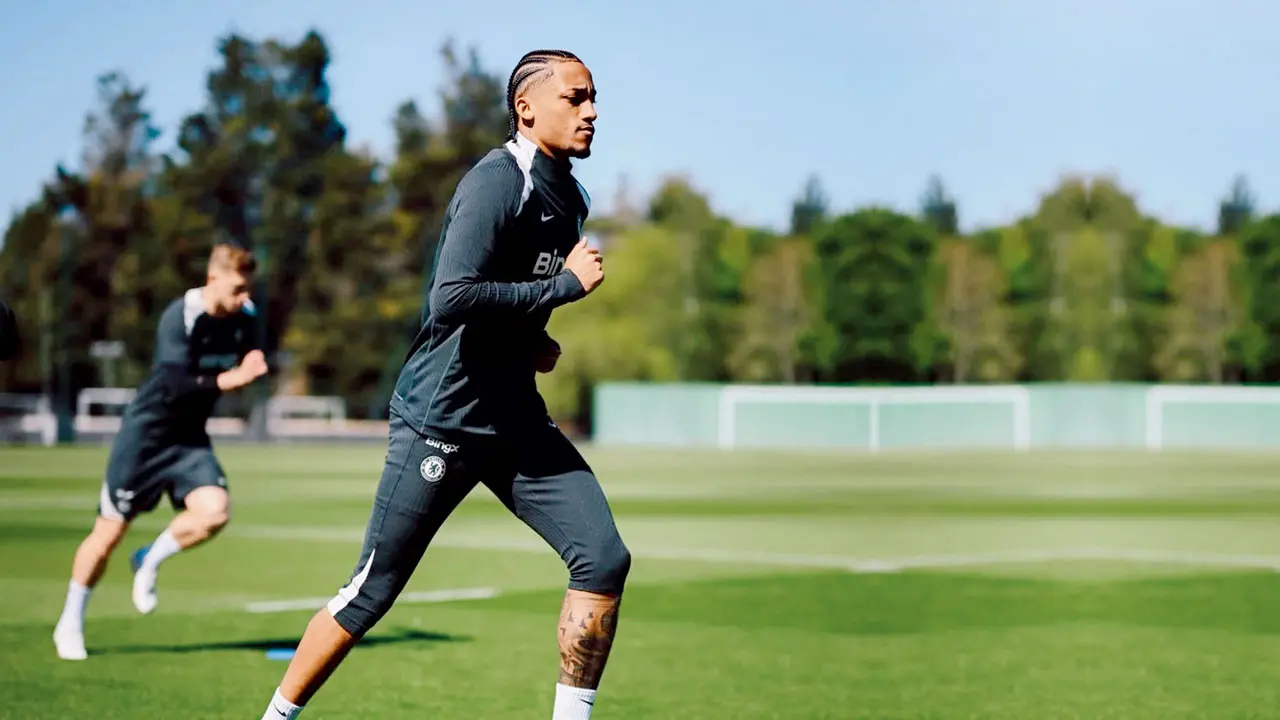 Chelsea’s Joao Pedro during a training session on Friday. Pic/Chelsea’s Instagram