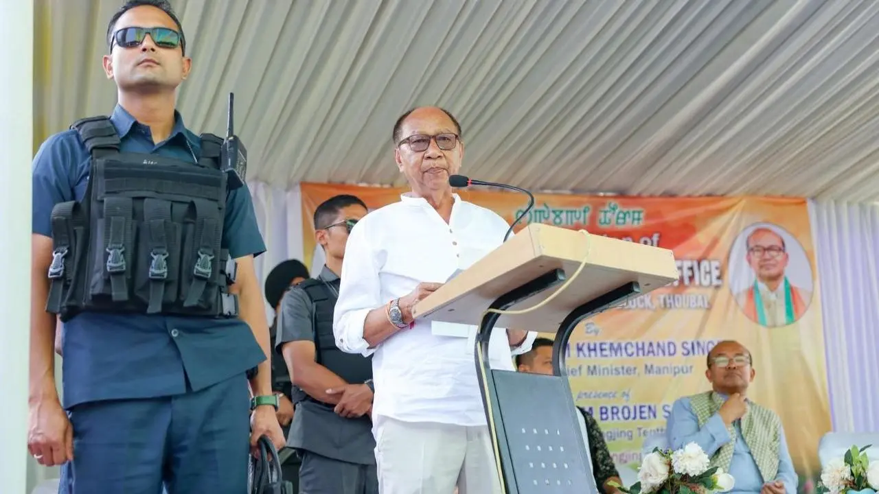 CM Khemchand Singh’s programme disrupted by protests, situation later controlled. PIC/X