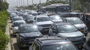 IN PHOTOS: Noida workers launch massive protest, Delhi traffic affected