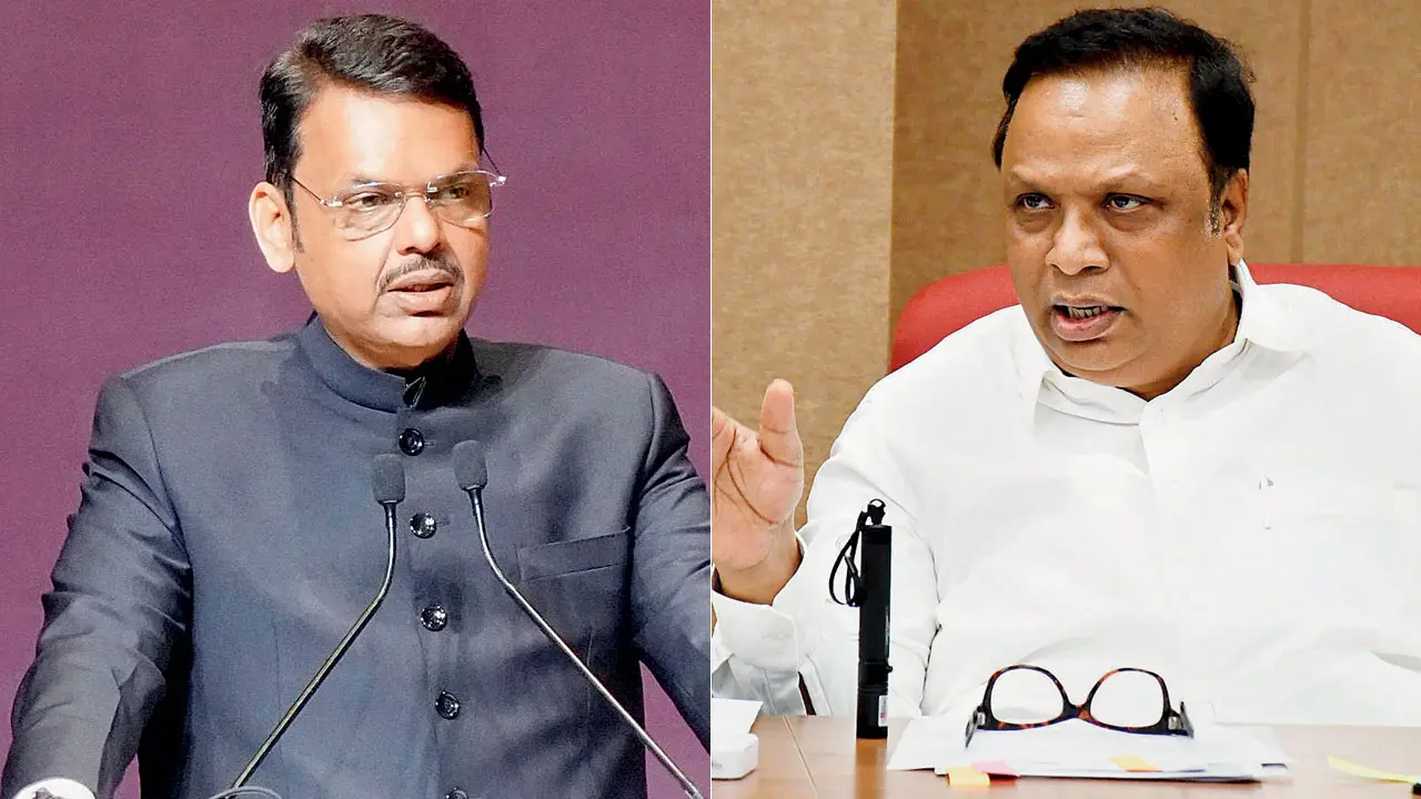 CM Devendra Fadnavis during an AI Impact Summit in February. File pic/X/@CMOMaharashtra; (right) Pic/X/@ShelarAshish