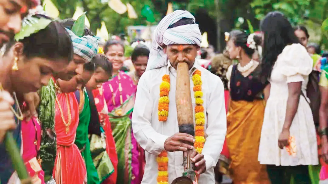 A tarpa performance in Aarey in 2024. Pic Courtesy/Prakash Bhoir