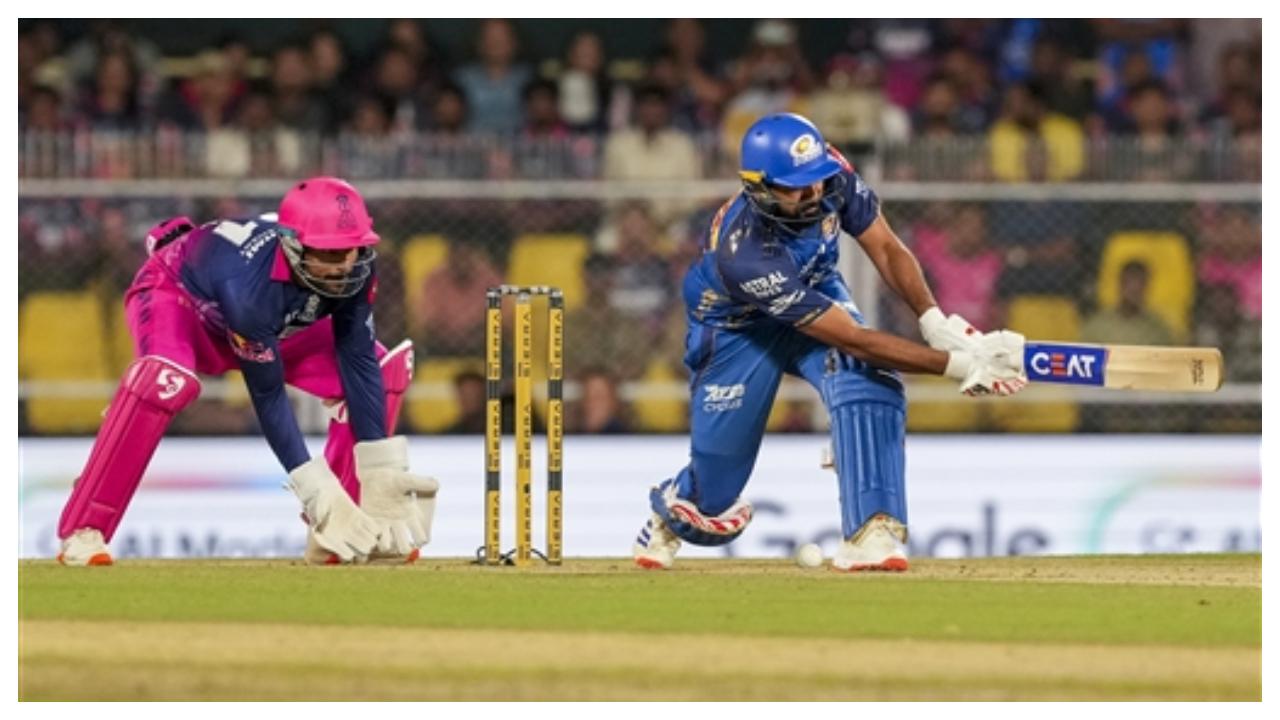 Chasing 151 in 11 overs, the Mumbai Indians started slowly and lost early wickets. Rohit Sharma, Suryakumar Yadav and Hardik Pandya all departed early as RR cruised to a 27 runs win over the 5-time champions.