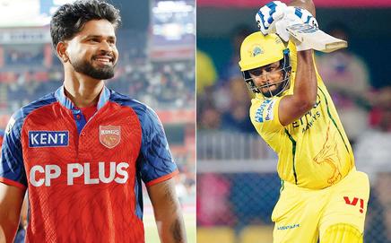 PBKS skipper Shreyas Iyer; (right) CSK’s Sanju Samson during the match against RR in Guwahati on Monday. Pics/IPL