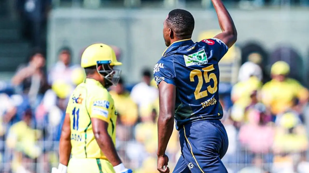 Kagiso Rabada celebrates the wicket of Sanju Samson (Pic: X/@gujarat_titans)