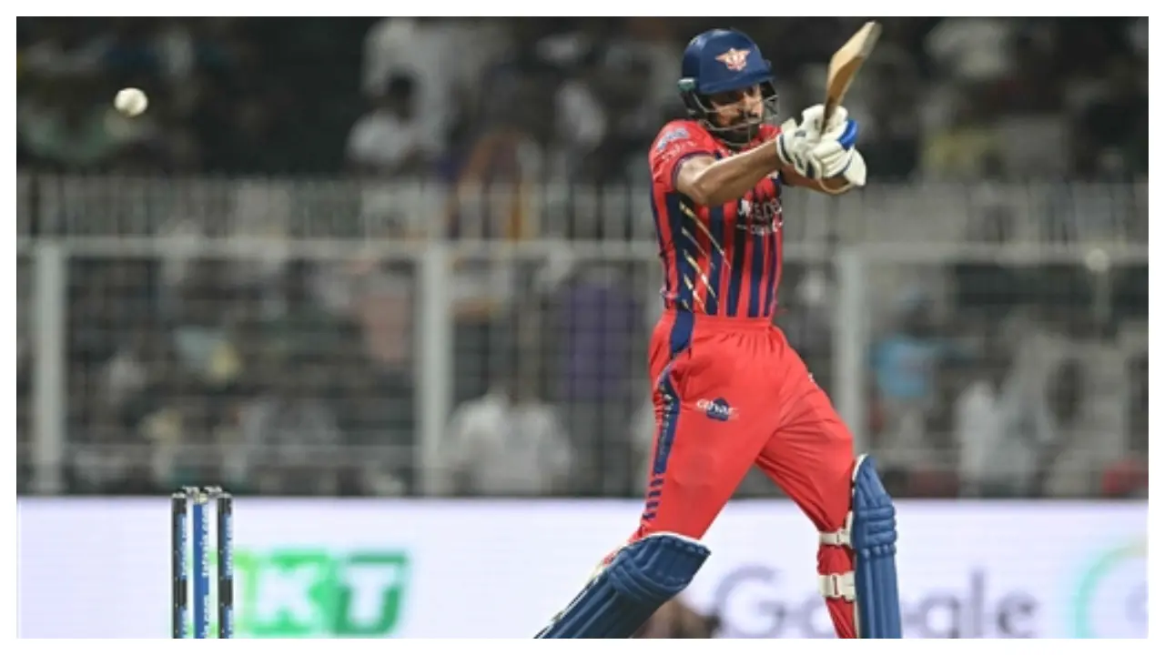 Mukul Choudhary scored a magnificent 54 runs in just 27 balls to give LSG a memorable victory. This was his maiden fifty in IPL, and it consisted of two fours and seven sixes (Pic: AFP)