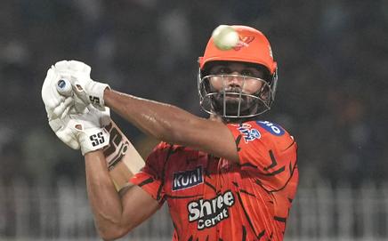 Sunrisers Hyderabad's Nitish Kumar Reddy plays a shot during the Indian Premier League (IPL) 2026 cricket match between Kolkata Knight Riders and Sunrisers Hyderabad, at Eden Gardens in Kolkata, West Bengal. Pic/PTI
