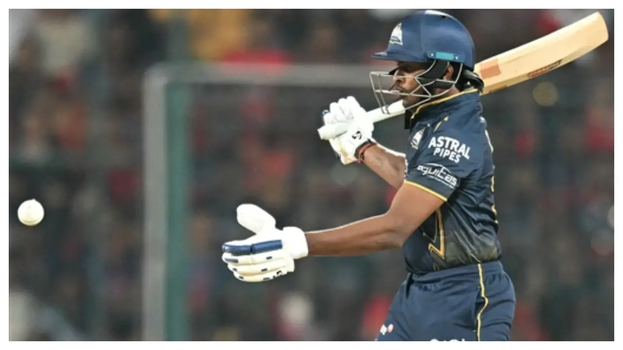 Earlier, Sai Sudharsan scored his hundred in 57 balls to continue his fine form this season. This was his third IPL hundred of his career. The southpaw scored 100 runs in 58 balls to take GT to a total of 205 in 20 overs. (Pic: AFP)