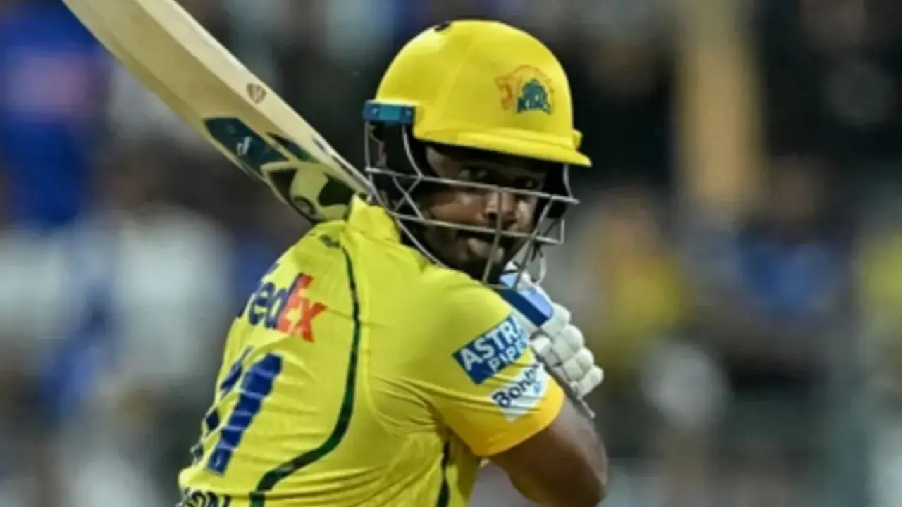 Having put to bat first, Chennai Super Kings' (CSK) wicketkeeper-batsman Sanju Samson managed to score 11 runs in 15 balls, including two boundaries. Urvil Patel and Impact Player, Sarfaraz Khan, departed on four and zero runs, respectively (Pic: File Pic)