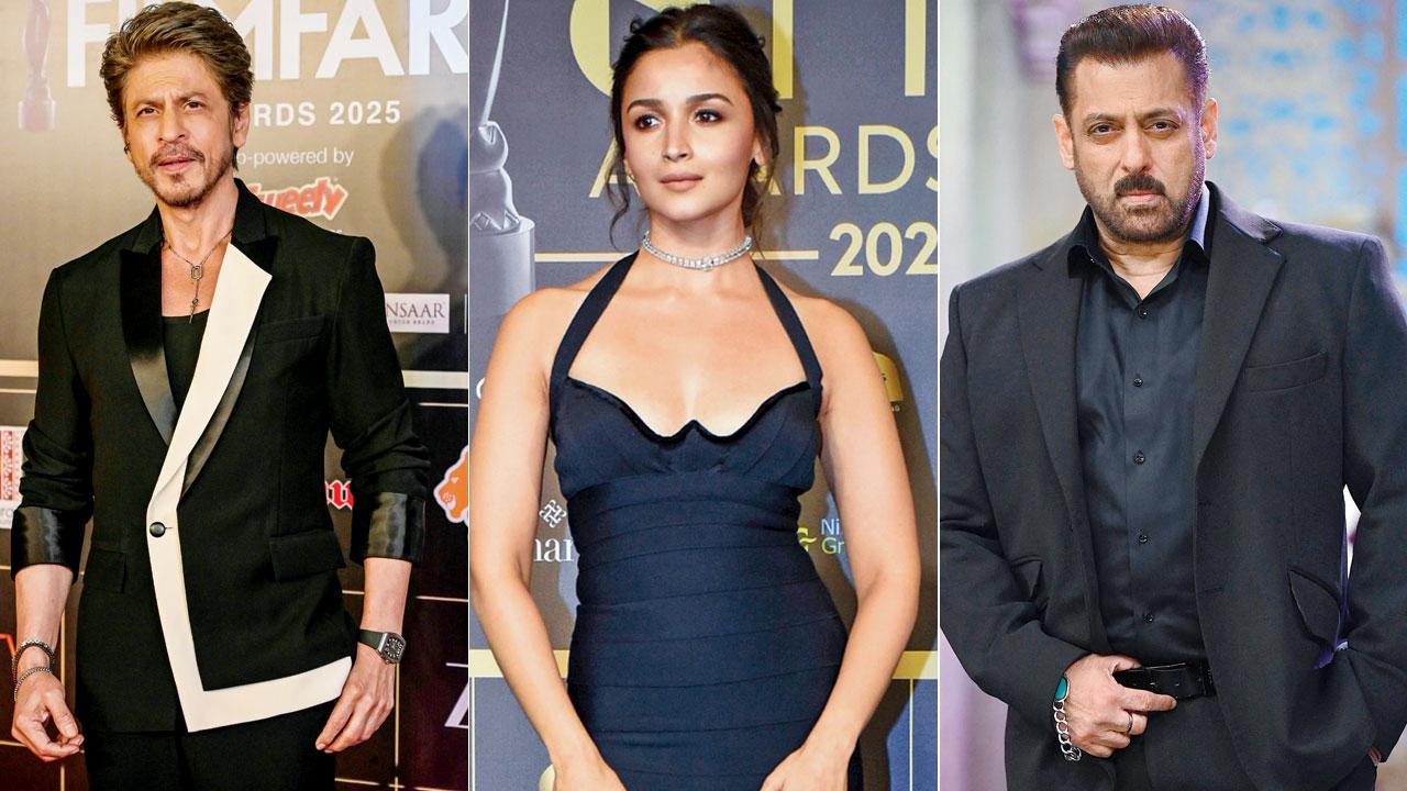 Shah Rukh Khan. Pic/PTI; Alia Bhatt. Pic/PTI; Salman Khan. Pic/AFP