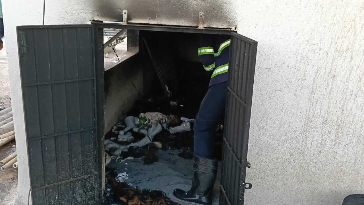 Officials said that no injuries were reported in the incident. However, the fire caused damage to items stored in the room, including electrical and plumbing materials