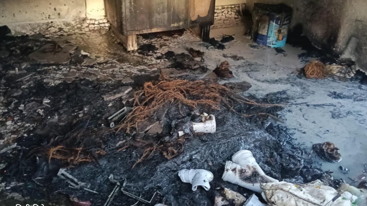 The blaze affected materials stored inside, including electric wiring, plumbing items and other goods, civic officials said