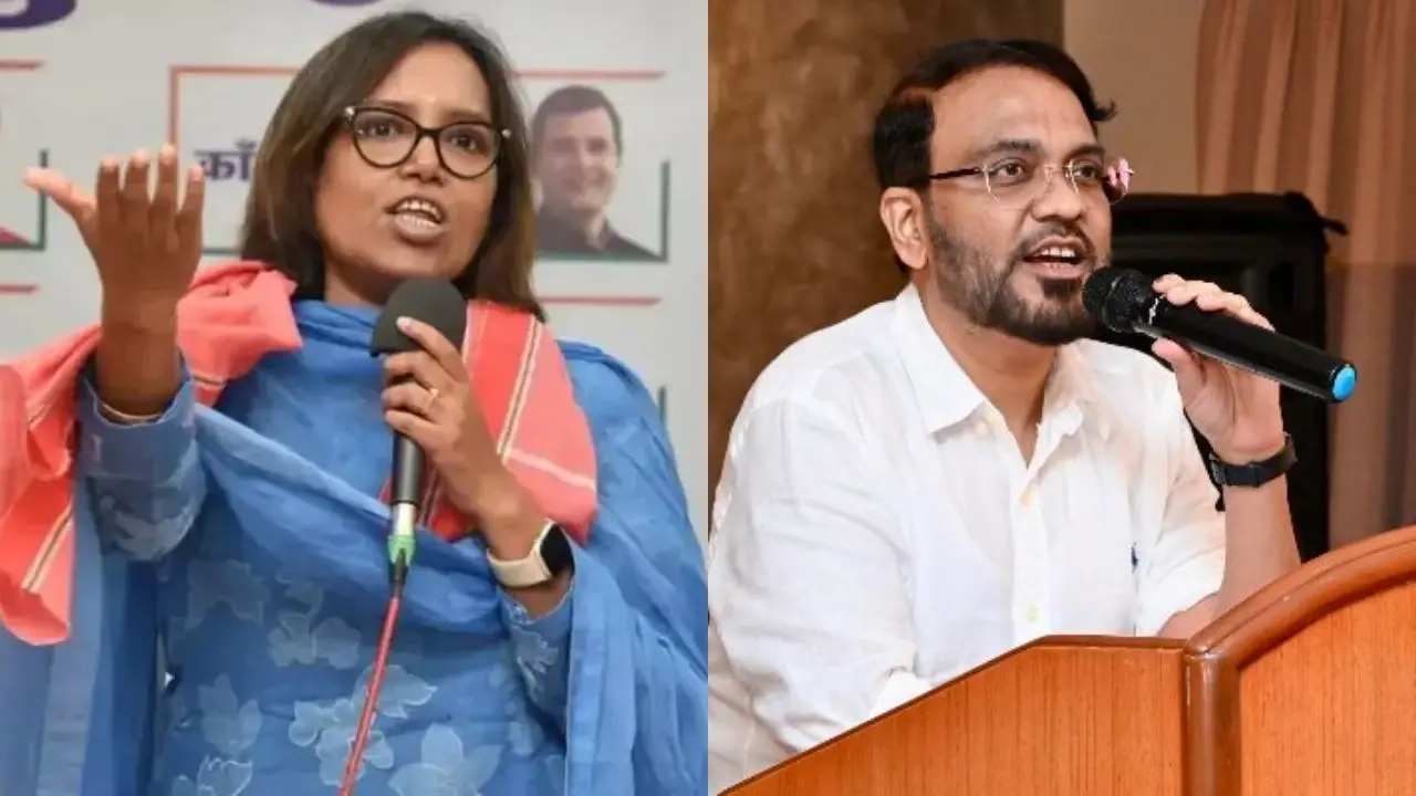 Mumbai Congress president Varsha Gaikwad (left). MHADA CEO Sanjeev Jaiswal. Pic/ X