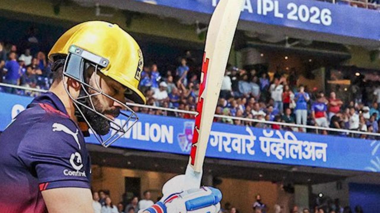 <p>In the IPL 2026 match against Mumbai Indians (MI), Royal Challengers Bengaluru's (RCB) stalwart Virat Kohli smashed 50 runs off 38 balls, including five boundaries and a maximum</p> <p>In the IPL 2026 match against Mumbai Indians (MI), Royal Challengers Bengaluru's (RCB) stalwart Virat Kohli smashed 50 runs off 38 balls, including five boundaries and a maximum</p>