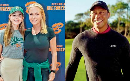 Vanessa Trump with daughter Kai. Pic/Vanessa’s Instagram; (right) Tiger Woods. Pic/Woods’s Instagram