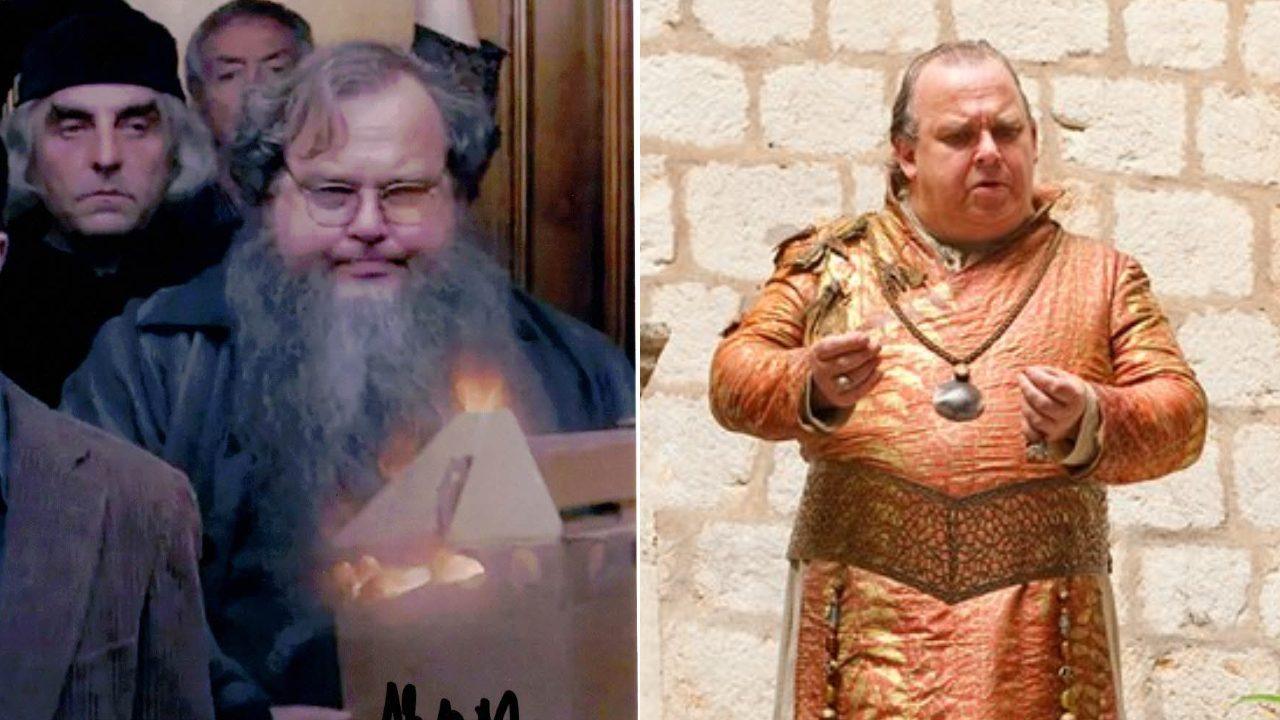 Nicholas Blane appeared in Harry Potter as Ministry of Magic employee Bob. Years later, he travelled to Meereen to play the Spice King in Game of Thrones Nicholas Blane appeared in Harry Potter as Ministry of Magic employee Bob. Years later, he travelled to Meereen to play the Spice King in Game of Thrones
