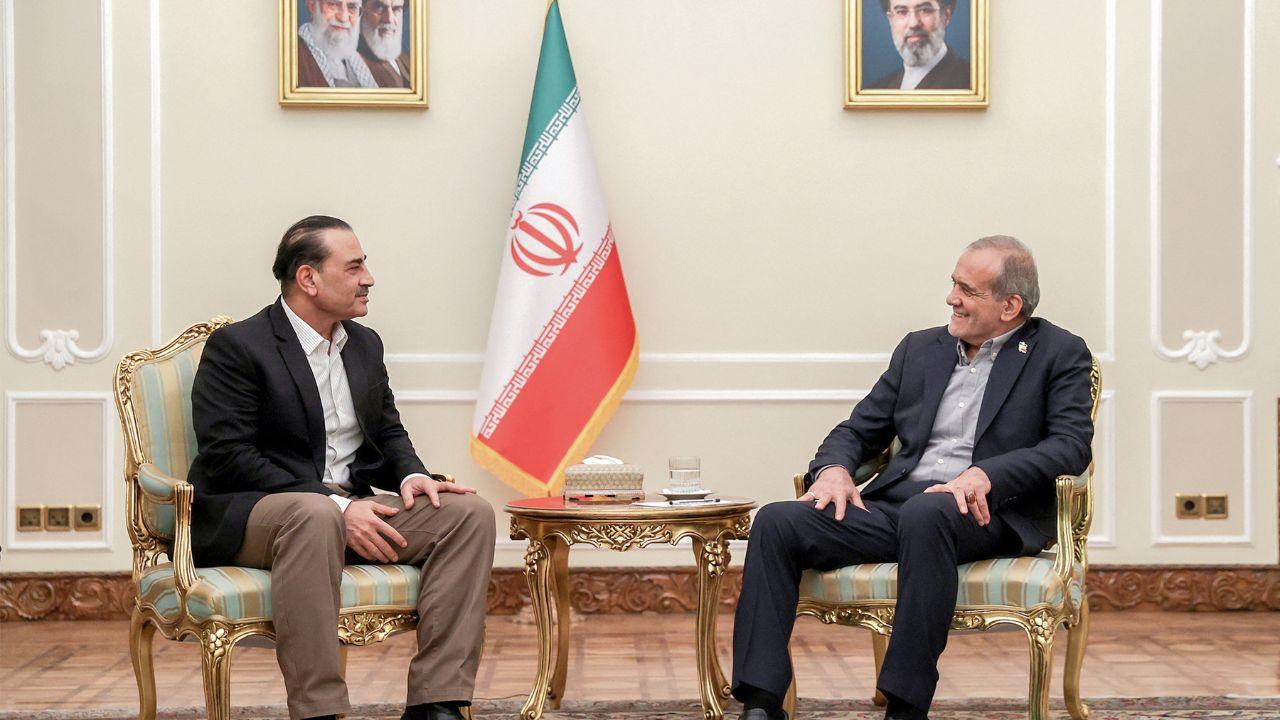 Iranian President Masoud Pezeshkian (right) receives Pakistan's Army chief Syed Asim Munir in Tehran on Monday. PIC/AFP